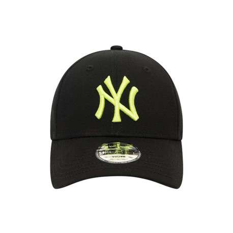 Casquette strapback en coton noire unie avec de la broderie jaune fluo à l'avant - Image 5