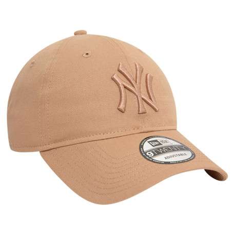 Casquette strapback réglable en coton camel unie avec de la broderie