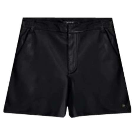 Short simili cuir noir uni avec une coupe droite et des passants pour ceinture