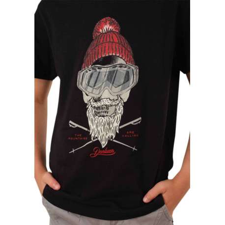 T-shirt en coton noir imprimé à l'avant avec une coupe droite et un col rond - Image 3