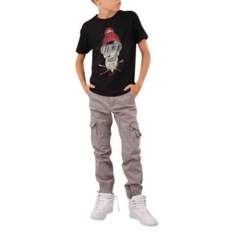 T-shirt en coton noir imprimé à l'avant avec une coupe droite et un col rond - Image 5