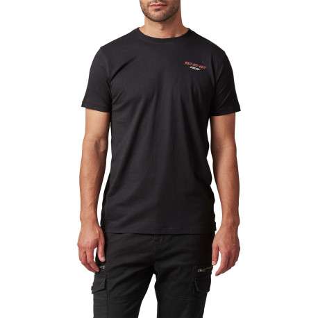 T-shirt noir à imprimé tête de chien à col rond et à manches courtes