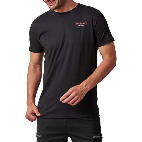 T-shirt noir à imprimé tête de chien à col rond et à manches courtes - Image 3