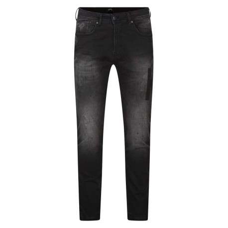 Jean Daxko en coton anthracite tacheté à coupe slim avec logos de la marque