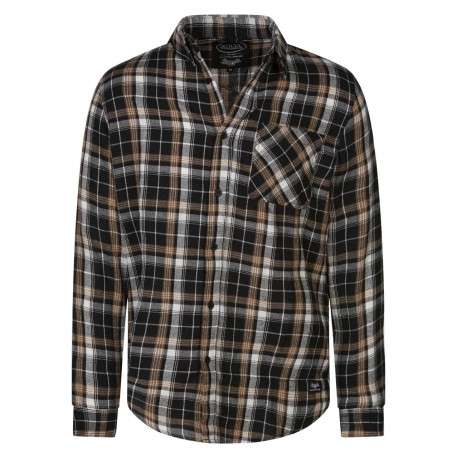 Chemise droite à carreaux avec poche, col français et manches longues