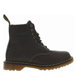 Bottines en cuir olive rembourrées à talon plat et à lacets ronds