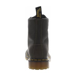 Bottines en cuir olive rembourrées à talon plat et à lacets ronds