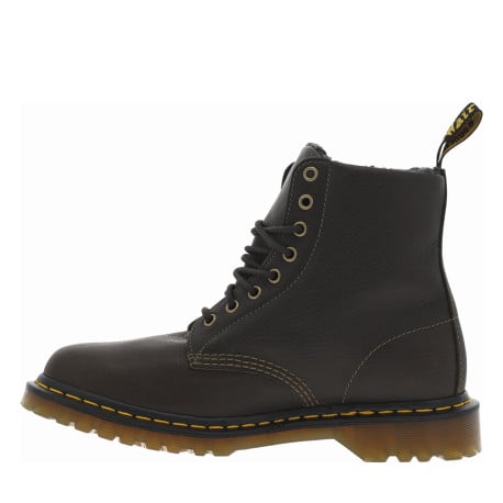 Bottines en cuir olive rembourrées à talon plat et à lacets ronds - Image 2