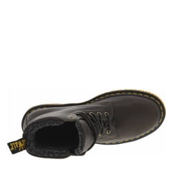 Bottines en cuir olive rembourrées à talon plat et à lacets ronds