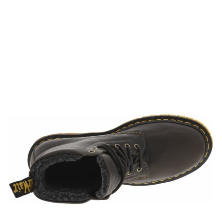 Bottines en cuir olive rembourrées à talon plat et à lacets ronds - Image 4