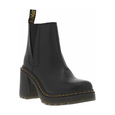 Boots noires à talon décroché haut avec des soufflets élastiqués