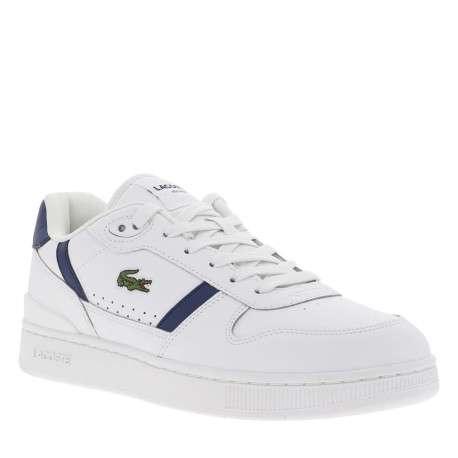 Baskets tennis blanches et bleues à talon et lacets plats avec logo vert brodé - Image 3