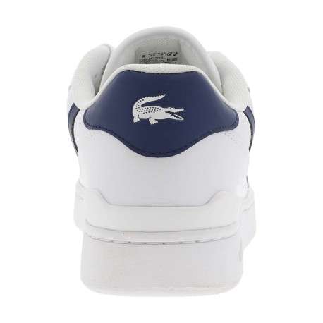 Baskets tennis blanches et bleues à talon et lacets plats avec logo vert brodé - Image 6