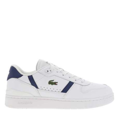 Baskets tennis blanches et bleues à talon et lacets plats avec logo vert brodé - Image 2