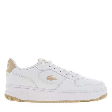 Baskets tennis plates blanches avec logo beige et texture peau de crocodile - Image 2