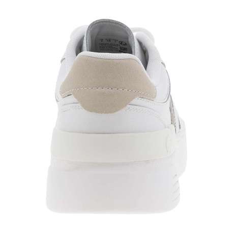 Baskets tennis en cuir blanches et beige à talon plat et à lacets - Image 6