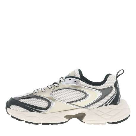 Baskets running blanc cassé plates à lacets avec détails argentés