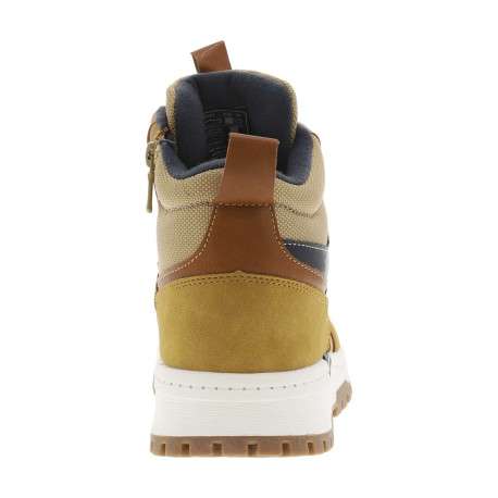 Baskets camel à talon plat et à lacets ronds bleus avec un zip latéral - Image 6
