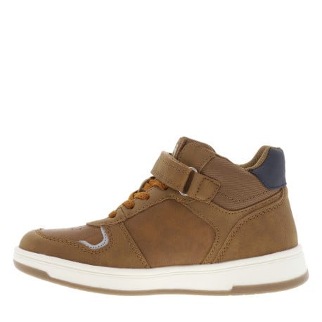 Baskets camel plates à lacets, bande auto-agrippante et empiècements marine - Image 2