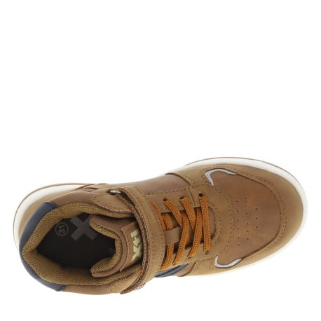 Baskets camel plates à lacets, bande auto-agrippante et empiècements marine - Image 4