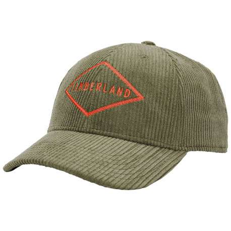 Casquette en coton mélangé kaki unie en velours côtelé avec broderie orange