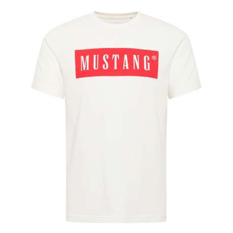 T-shirt Austin en coton blanc à coupe droite avec col rond et logo rouge imprimé