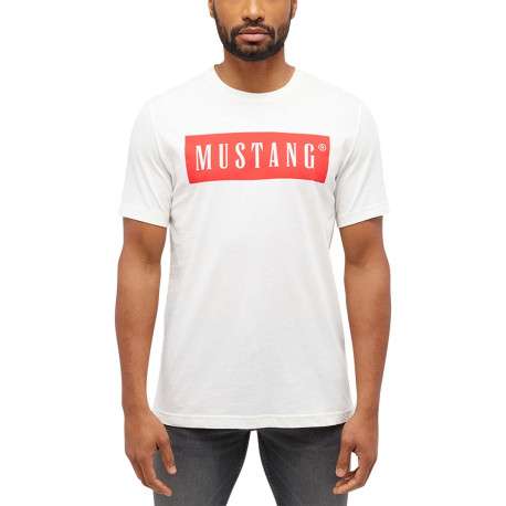 T-shirt Austin en coton blanc à coupe droite avec col rond et logo rouge imprimé - Image 4