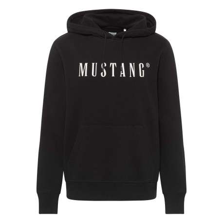 Sweat en coton Bronson noir droit avec logo imprimé blanc et col à capuche