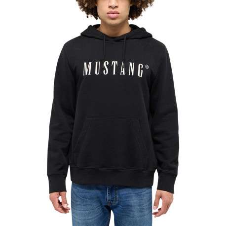 Sweat en coton Bronson noir droit avec logo imprimé blanc et col à capuche - Image 4