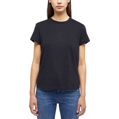 T-shirt noir Ada en coton à coupe slim avec logo brodé et col rond - Image 4