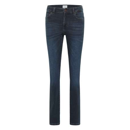 Jean Crosby slim en coton mélangé bleu indigo à effet délavé avec rivets noirs