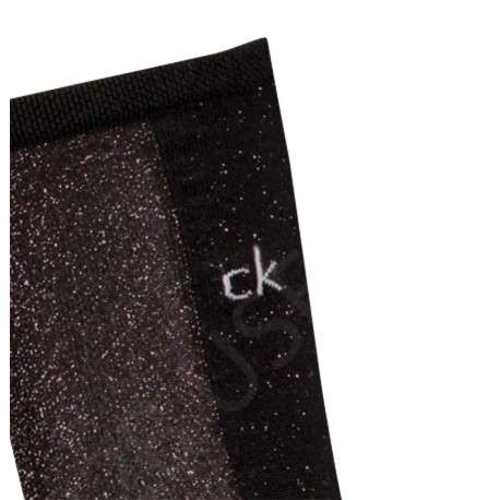 Chaussettes hautes noires bicolores en lurex avec logo sur le haut - Image 2