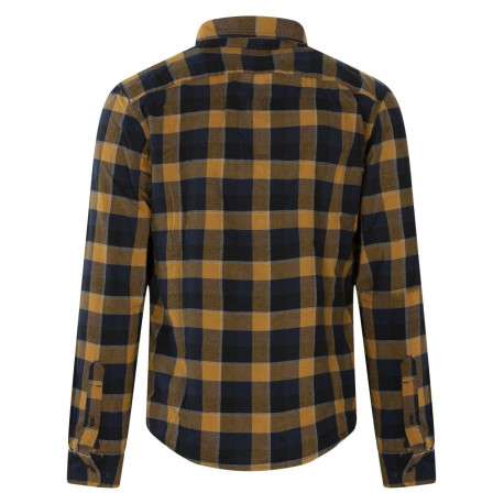 Chemise en coton camel à carreaux avec une coupe slim fit et un col américain - Image 2