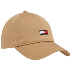 Casquette en coton biologique beige unie à fermeture strapback