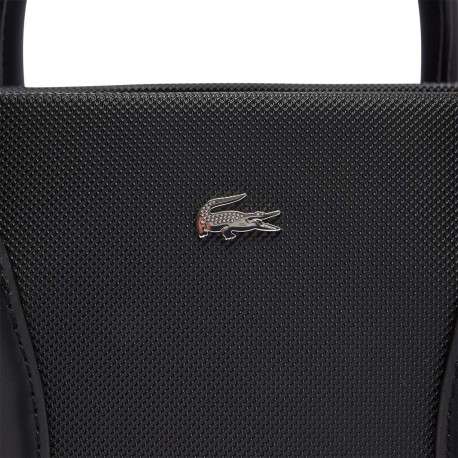 Sac à main noir texturé avec bandoulière, 1 poche zipée et logo chromé - Image 6