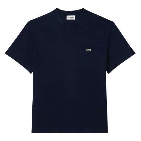 T-shirt bleu marine en coton à manches courtes avec logo brodé et 1 poche