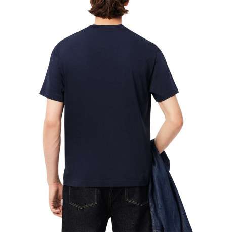 T-shirt bleu marine en coton à manches courtes avec logo brodé et 1 poche - Image 3