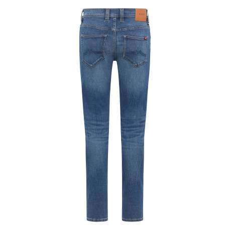 Jean bleu stone délavé avec une coupe slim et une taille basse - Image 2