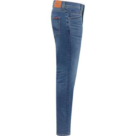 Jean bleu stone délavé avec une coupe slim et une taille basse - Image 3