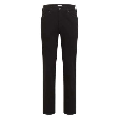 Jean en coton noir uni avec une coupe regular fit et une taille mi-haute