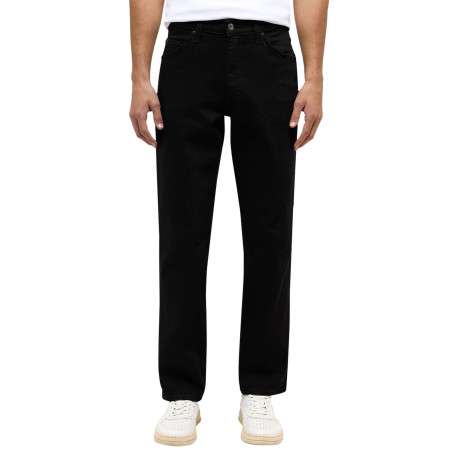 Jean en coton noir uni avec une coupe regular fit et une taille mi-haute - Image 5