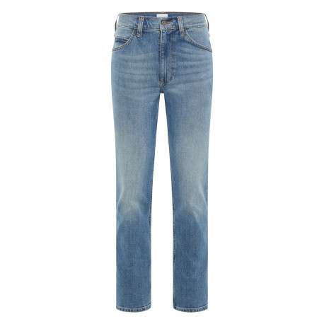 Jean en coton bleu stone délavé à coupe regular fit et à taille mi-haute