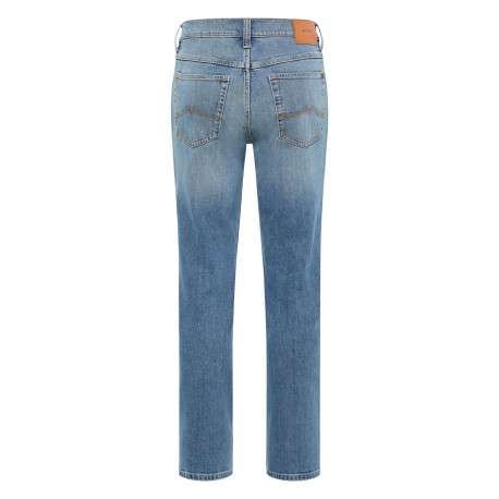 Jean en coton bleu stone délavé à coupe regular fit et à taille mi-haute - Image 2