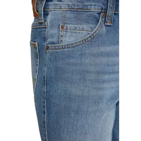 Jean en coton bleu stone délavé à coupe regular fit et à taille mi-haute - Image 3