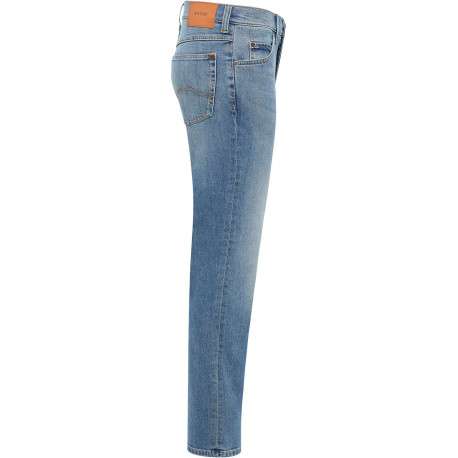 Jean en coton bleu stone délavé à coupe regular fit et à taille mi-haute - Image 4