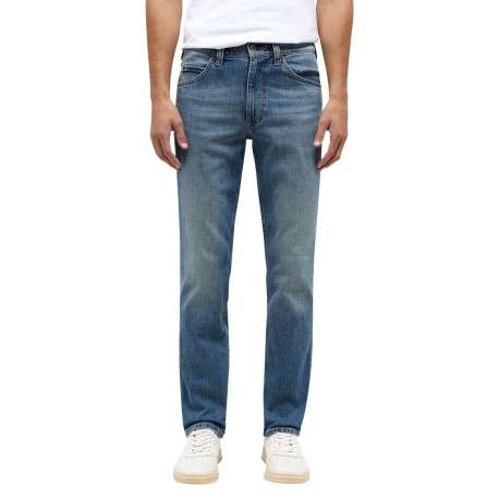 Jean en coton bleu stone délavé à coupe regular fit et à taille mi-haute - Image 5