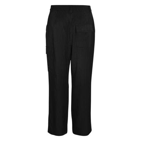 Pantalon cargo noir à coupe droite avec 2 poches et fines rayures blanches - Image 8