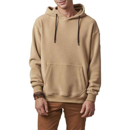 Sweat à capuche beige uni avec une coupe droite et une poche kangourou - Image 2