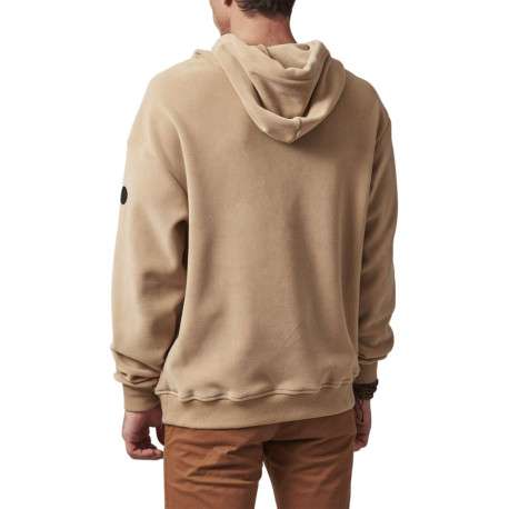 Sweat à capuche beige uni avec une coupe droite et une poche kangourou - Image 3
