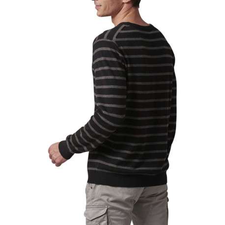 Pull noir rayé avec une coupe droite à col rond et des manches longues - Image 3